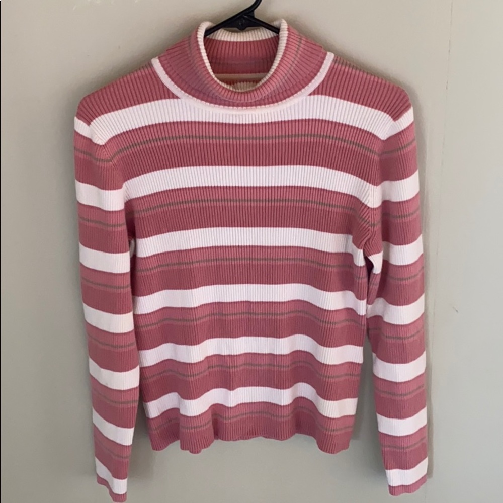 Pink Stripped Turtle Neck